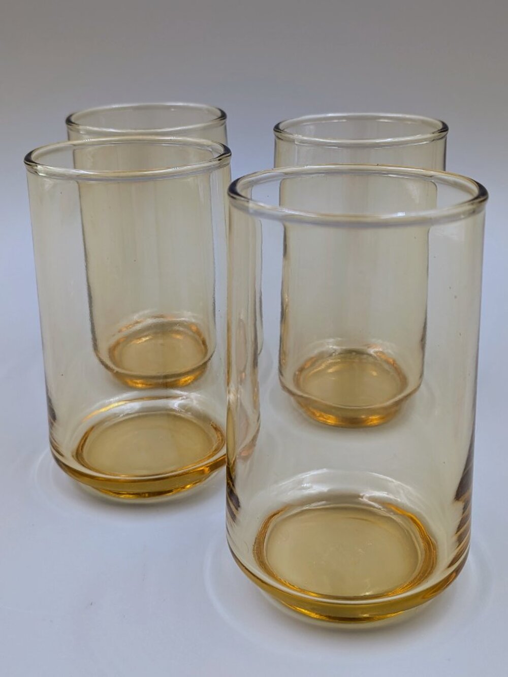 Set of 4 Vintage Retro Modern Style Amber Juice Glasses